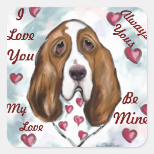 Sticker Carré Basset hound