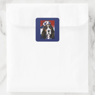 Sticker Carré Basset Hound