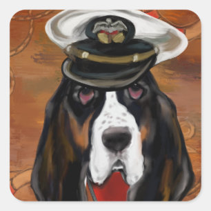 Sticker Carré Basset hound