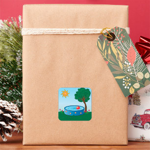 Sticker Carré Bassin Enfants Sous Un Arbre