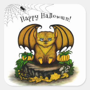 Sticker Carré Bat d'Halloween mignonne