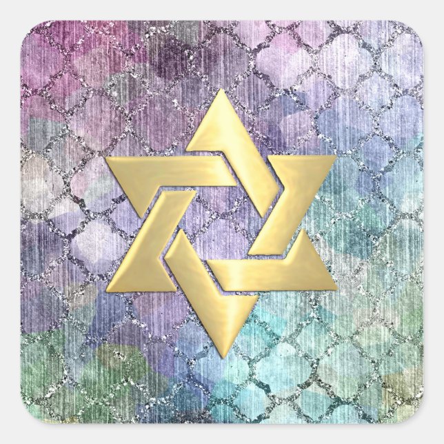 Sticker Carré Bat mitzvah Abstrait Shimmery Pastel Motif (Devant)