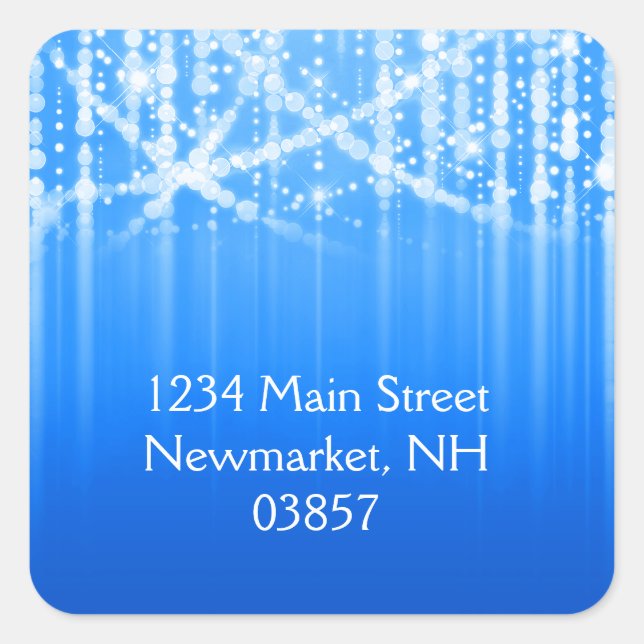 Sticker Carré Bat mitzvah Royal Bleu Éclairage (Devant)