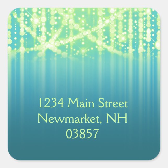 Sticker Carré Bat mitzvah Turquoise Vert citron vert brillant (Devant)