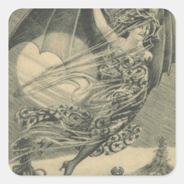 Sticker Carré Bat Woman Jack-o'-lantern Citrouille Cornstalk Moo (Devant)