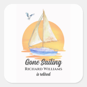 Sticker Carré Bateau à voile à la retraite Couleur de soleil