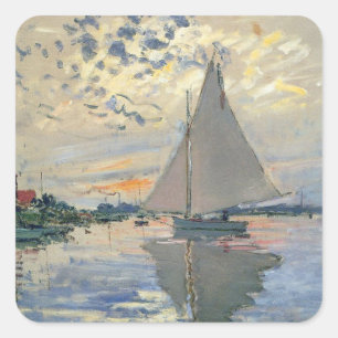 Sticker Carré Bateau à voile de Monet Impressionnisme français A