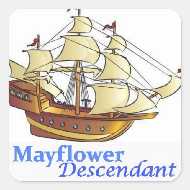 Sticker Carré Bateau à voile Descendant Mayflower (Devant)
