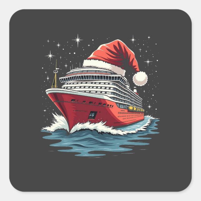 Sticker Carré Bateau de croisière en famille Correspondant Noël (Devant)