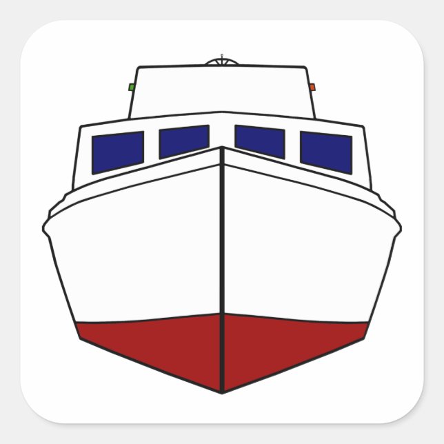 Sticker Carré Bateau de pêche classique Cabine Cruiser (Devant)