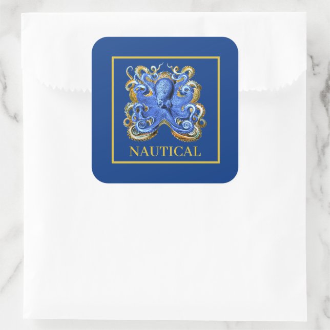 Sticker Carré Bateau nautique Octopus Marine personnelle (Sac)