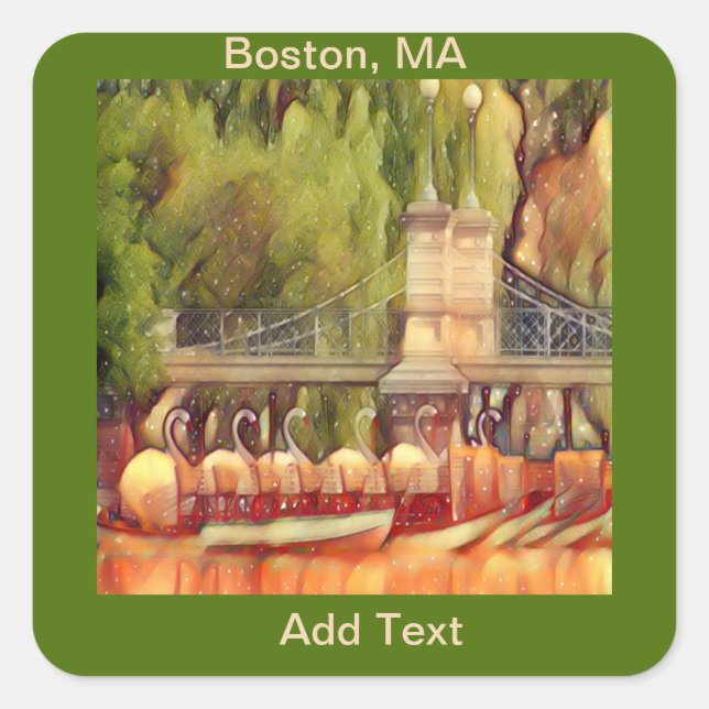 Sticker Carré Bateaux cygnes Boston en été (Devant)