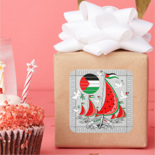 Sticker Carré Bateaux de la Flottille de la Liberté Mondiale à G