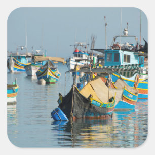 Sticker Carré Bateaux de pêche maltais Marsaxlokk à Malte