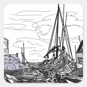 Sticker Carré bateaux en mer