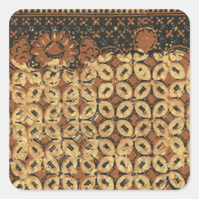Sticker Carré Batik Earthy Coffee Bean Élégant Rustique robuste (Devant)