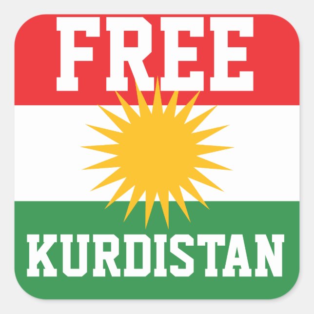 STICKER CARRÉ BÂTIMENTS GRATUITS DU DRAPEAU KURDISTAN (Devant)