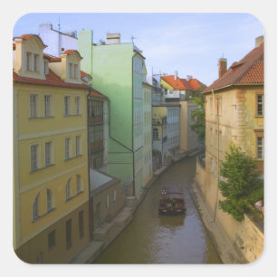 Sticker Carré Bâtiments historiques avec canal, Prague, Républiq