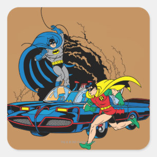 Sticker Carré Batman And Robin In Batcave