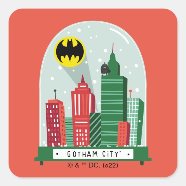 Sticker Carré Batman Gotham City™ - Graphique du Globe des neige (Devant)