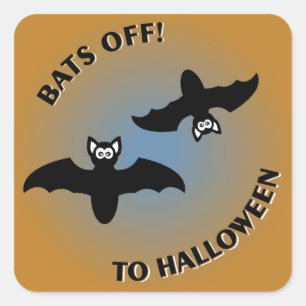 Sticker Carré Bats d'Halloween bleu orange