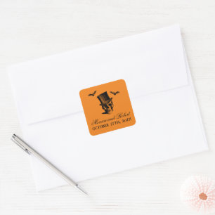 Sticker Carré Bats noirs oranges d'Halloween Wicked