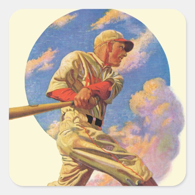 Sticker Carré Batteur de baseball (Devant)