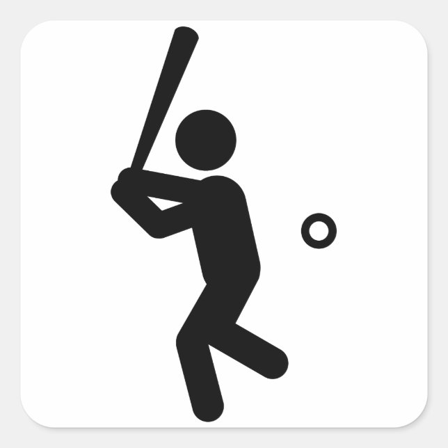 Sticker Carré Batteur de baseball (Devant)