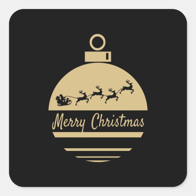 Sticker Carré Bauble de Noël Joyeux Noël (Devant)