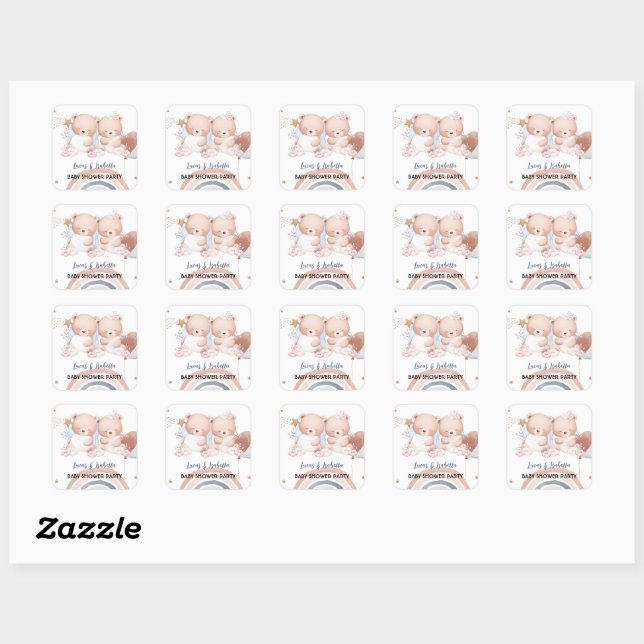 Sticker Carré Baudrier à baudrier à baudrier mignon baby shower (Feuille)