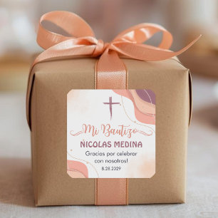 Sticker Carré Bautizo en espagnol Baptême Christening Faveurs