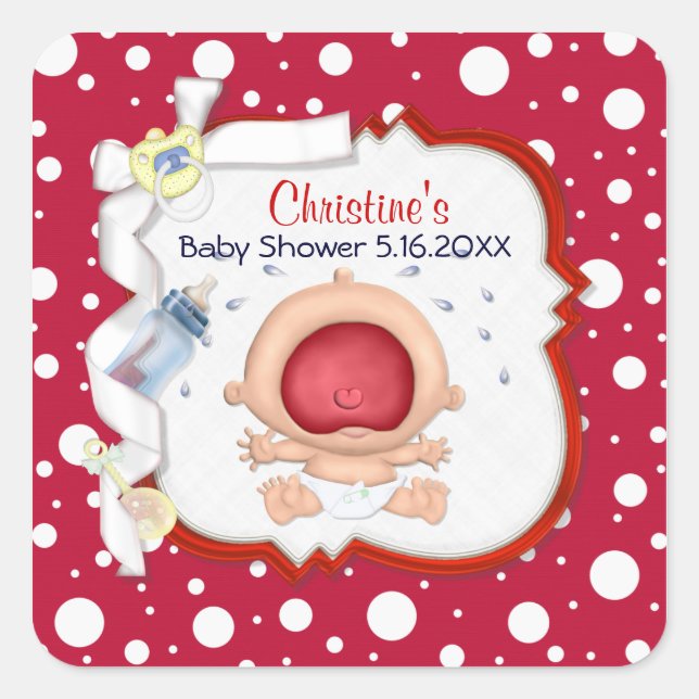 Sticker Carré Bawling Bawling Funny Baby shower neutre (Devant)