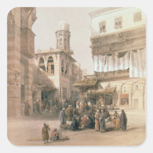 Sticker Carré Bazar des chaudronniers de cuivre, le Caire, de