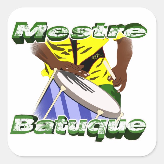 Sticker Carré BBaC Stiker Mestre Batuc Samba Batucada Brasil (Devant)