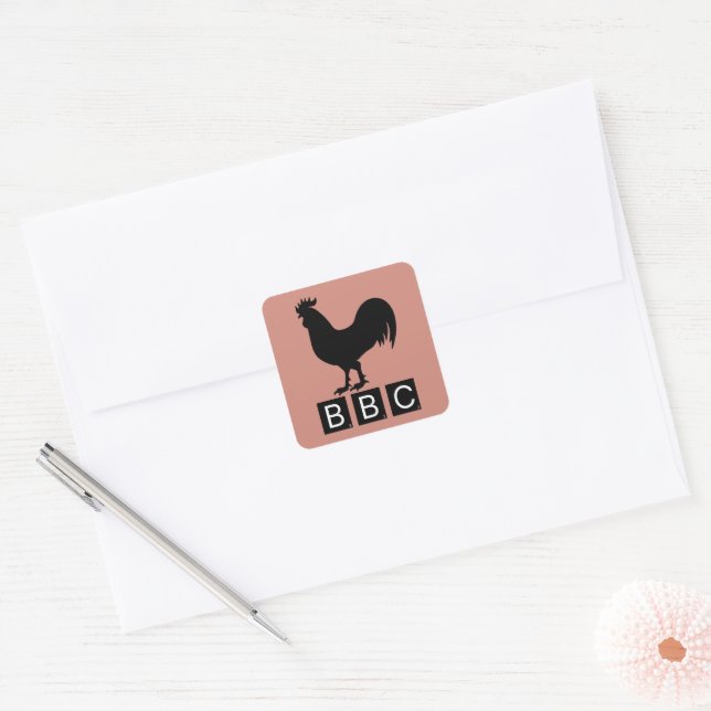 Sticker Carré BBC - Gros Cockerel noir (Enveloppe)