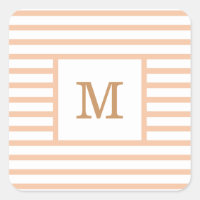 Bbeige et blanc Rayures personnalisées Monogramme