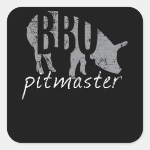 Sticker Carré BBQ BBQ Pitmaster Pig Grill Fars Day