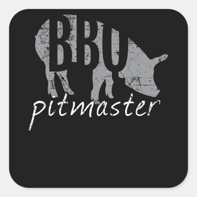 Sticker Carré BBQ | BBQ Pitmaster Pig Grill Fars Day (Devant)