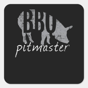 Sticker Carré BBQ BBQ Pitmaster Pig Grill Fars Day