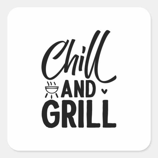 Sticker Carré BBQ Chill Et Grill (Devant)