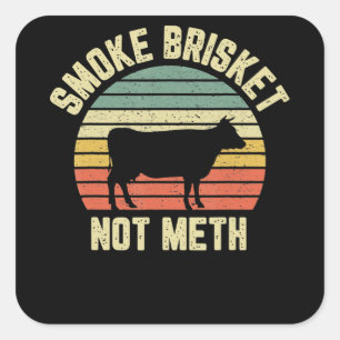 Sticker Carré Bbq Fumée Brisket Drôle Pas Novelty Grilling