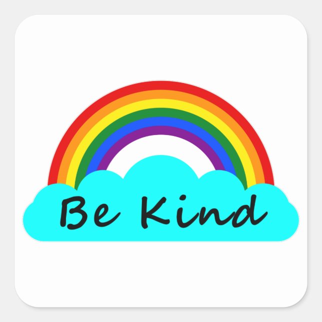 Sticker Carré Be Kind - LGBT Rainbow (Devant)