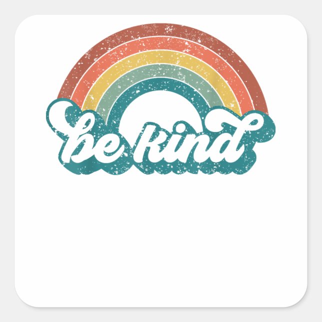 Sticker Carré Be Kind Rainbow LGBT Flag LGBT Prith Mois Retro V (Devant)