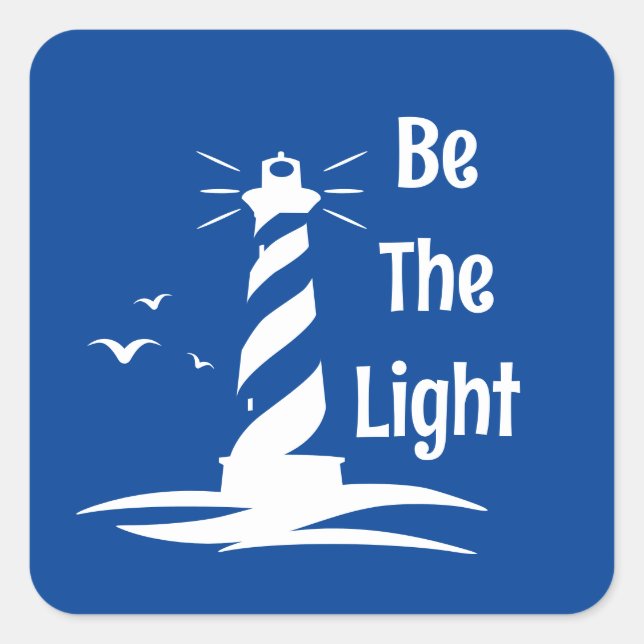 Sticker Carré Be Light Lighthouse White Silhouette Style Coa (Devant)