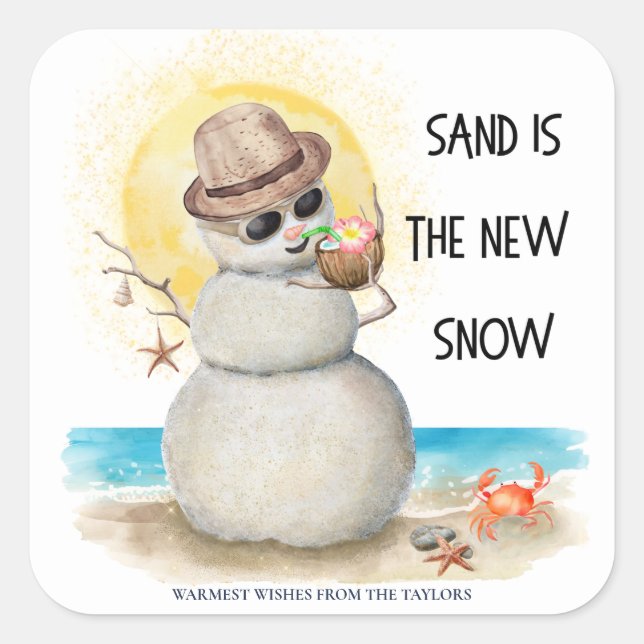 Sticker Carré Beach Sandman Sand est le Noël de la nouvelle neig (Devant)