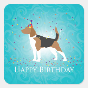 Sticker Carré Beagle Bonne conception d'anniversaire