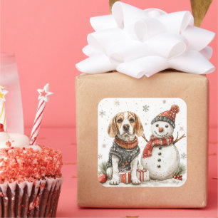 Sticker Carré Beagle en sueur par Snowman