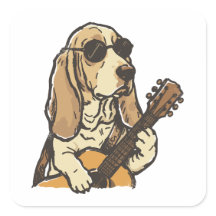 Beagle Hippy Jouant de la Guitare