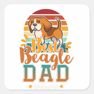 Sticker Carré beagle papa anglais beagle chien daddy amoureux de