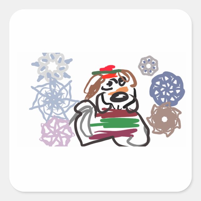 Sticker Carré Beagle winter  (Devant)